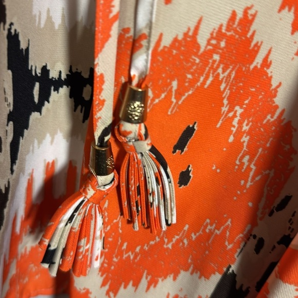 Vince Camuto blouse plus size 2x Orange and Cream flowy ponch style - Picture 3 of 12